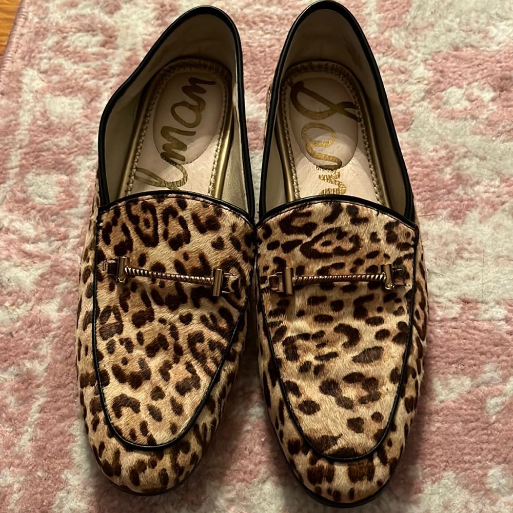 Sam Edelman Leopardโ Calf Hair Loafers in Tan and Black
